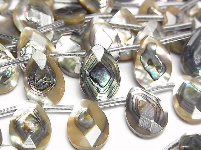 [Video] Abalone Shell Faceted Pear Shape 14x10x4mm half or 1strand beads (aprx.15inch / 36cm)