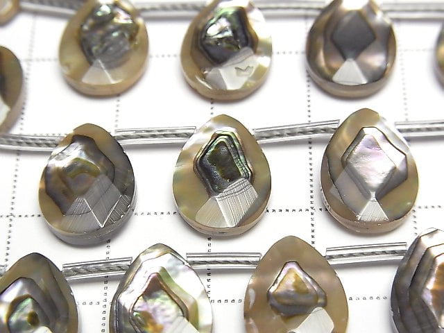 [Video] Abalone Shell Faceted Pear Shape 14x10x4mm half or 1strand beads (aprx.15inch / 36cm)