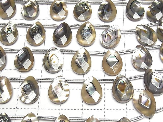 [Video] Abalone Shell Faceted Pear Shape 14x10x4mm half or 1strand beads (aprx.15inch / 36cm)