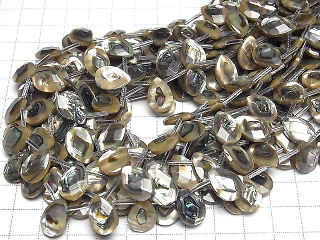 [Video] Abalone Shell Faceted Pear Shape 14x10x4mm half or 1strand beads (aprx.15inch / 36cm)