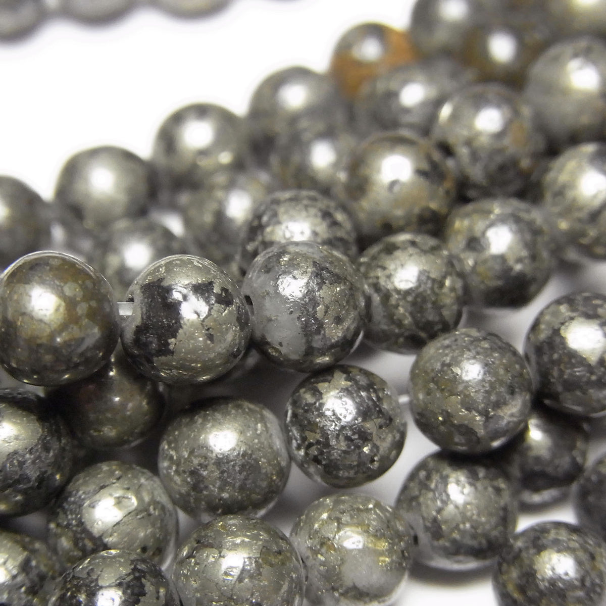 MatrixPyrite Round 6mm 1strand beads (aprx.15inch/36cm)