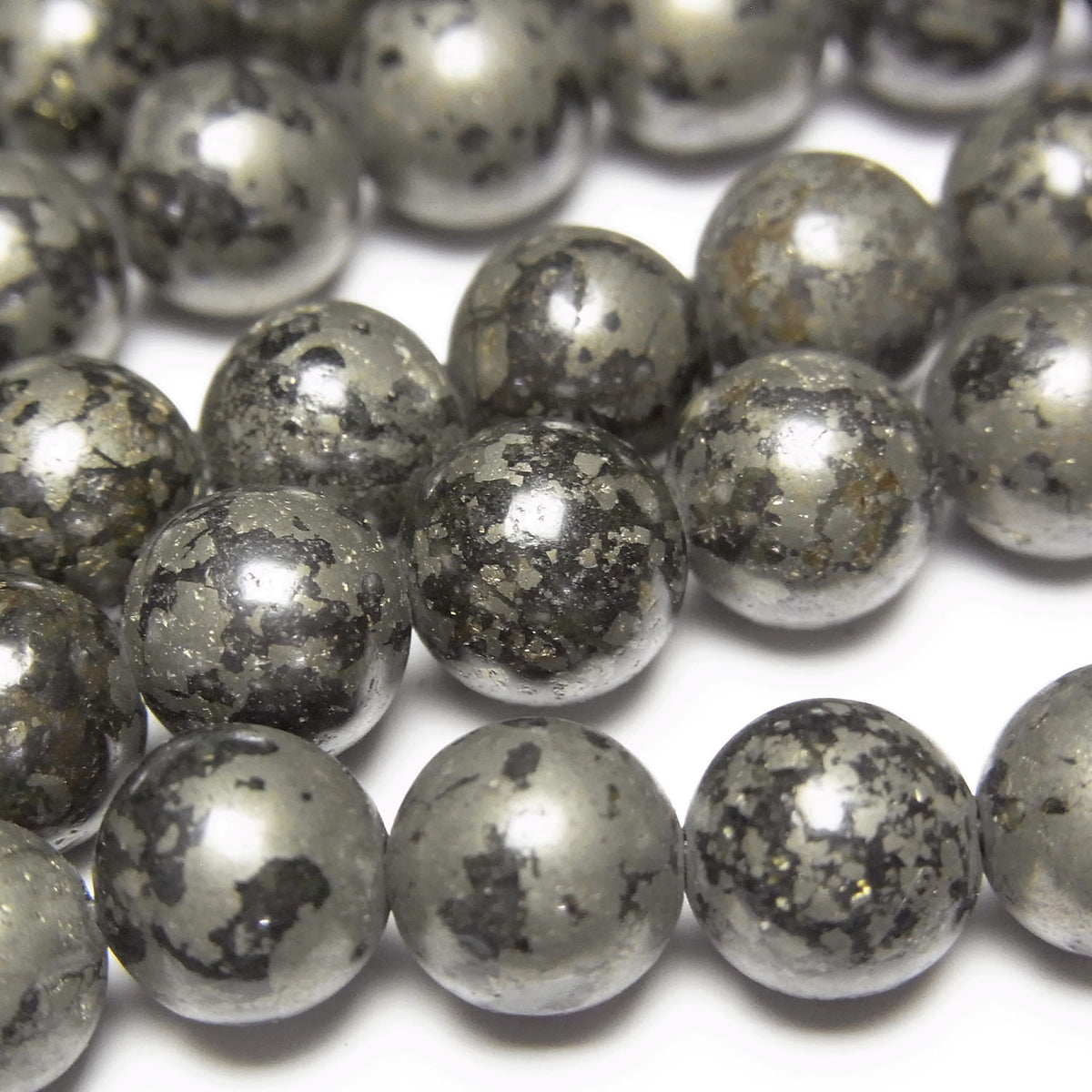 Matrix Pyrite Round 8mm 1strand beads (approx. 15 inches/37 cm)