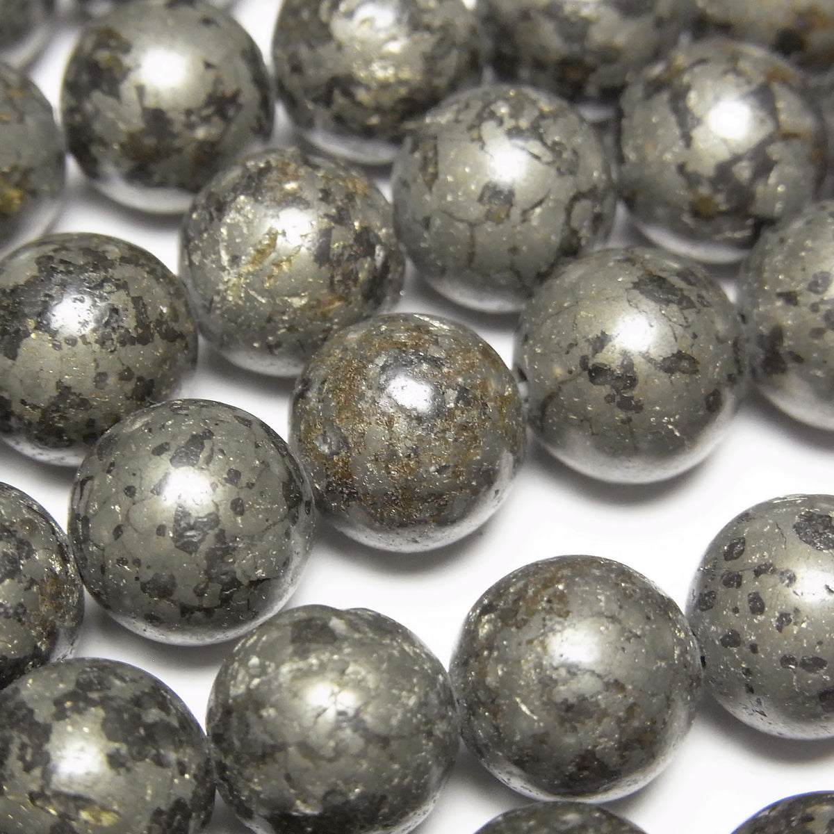 Matrix Pyrite Round 10mm half or 1strand beads (approx. 14 inches/35 cm)