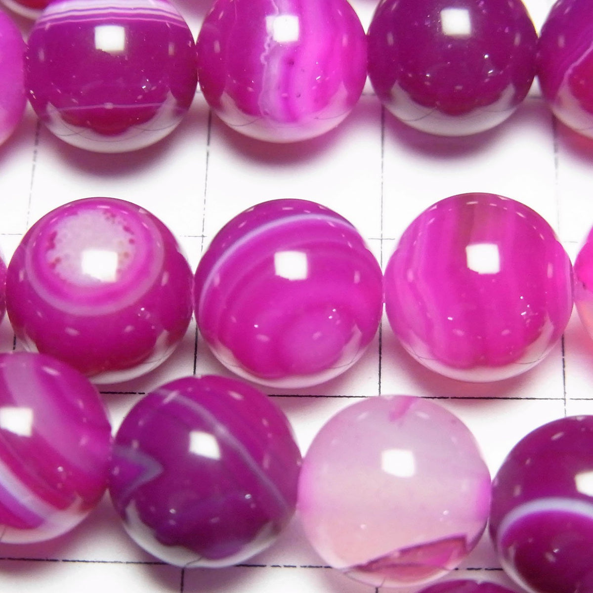 Agate Rose Rayée Ronde 10mm 1fil de perles (env. 15po/36cm)