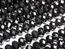High Quality! Black Tourmaline AA ++ Faceted Button Rondelle 6 x 6 x 4 mm half or 1 strand beads (aprx.15 inch / 37 cm)