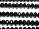 High Quality! Black Tourmaline AA ++ Faceted Button Rondelle 6 x 6 x 4 mm half or 1 strand beads (aprx.15 inch / 37 cm)
