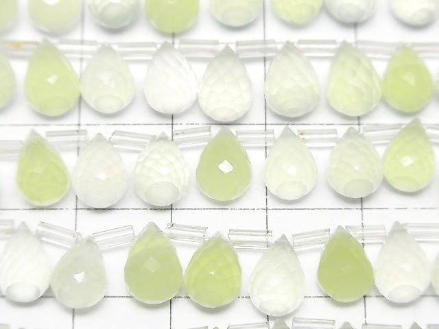 High Quality Light Green Chalcedony AAA Drop Faceted Briolette 9 x 6 x 6 mm half or 1 strand beads (aprx.7 inch / 18 cm)