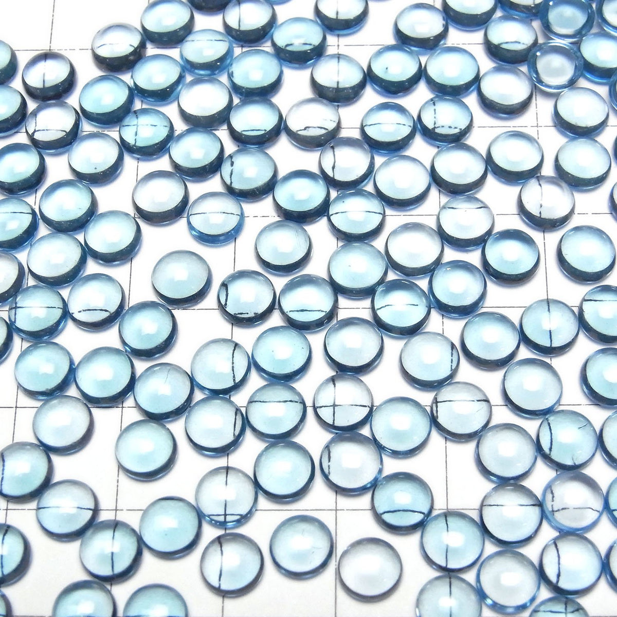 High Quality Swiss Blue Topaz AAA Round Cabochon 6x6mm 2pcs