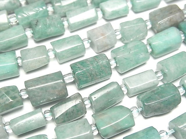 [Video]Amazonite AA Rough Tube -Faceted Nugget 1strand beads (aprx.15inch/37cm)