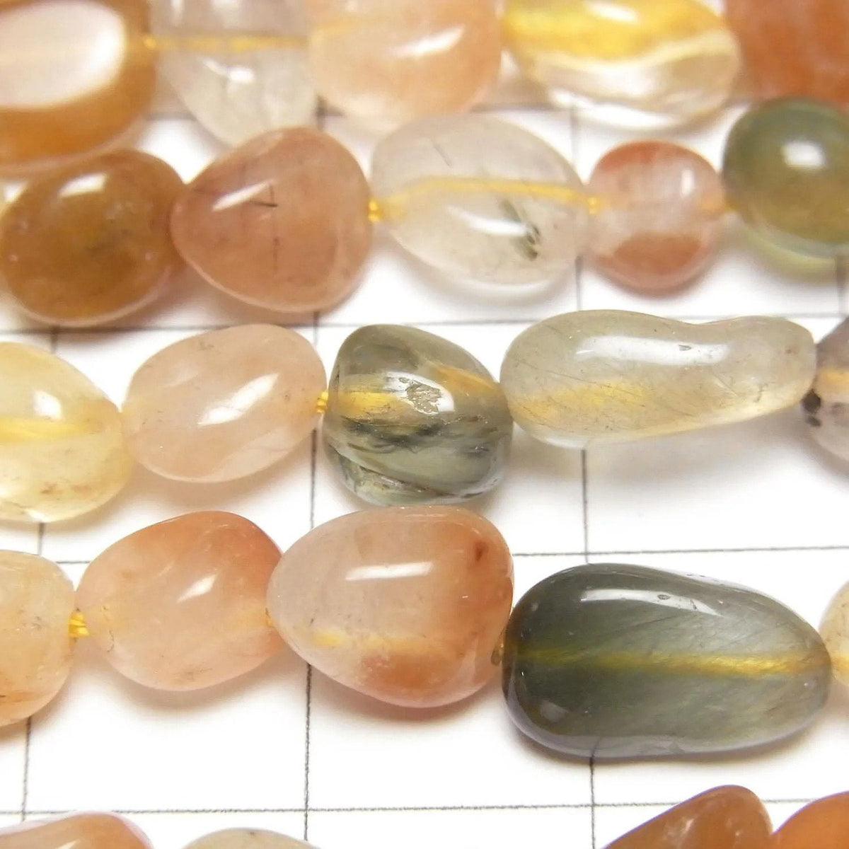 Multicolor Rutilated Quartz AA Nugget 1strand beads (approx. 14 inches/35 cm)