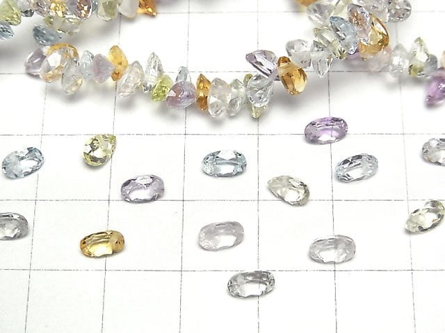 [Video]High Quality Mixed Stone AAA Oval Faceted 6x4mm 1/4strands -Bracelet