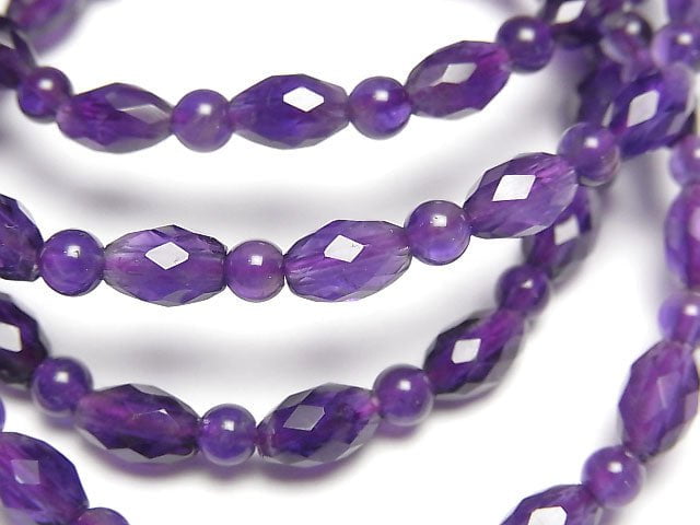 [Video] High Quality! Amethyst AA++ Round Cut x Faceted Rice Bracelet