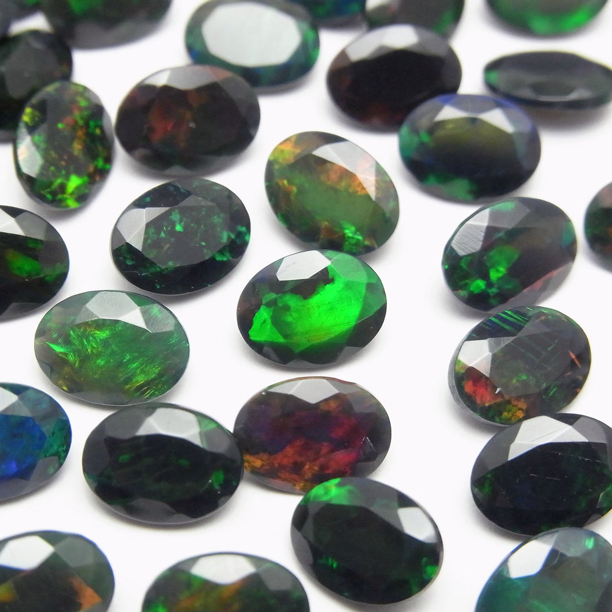 High Quality Black Opal AAA Loose stone Oval Faceted 8x6mm 2pcs