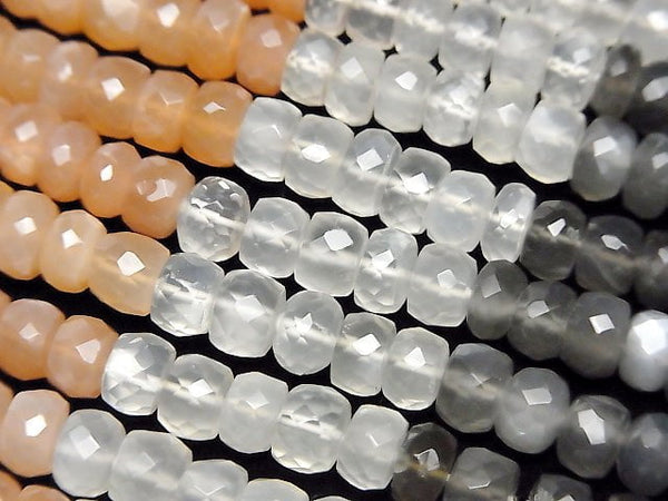 High Quality Multi Color Moonstone AAA Faceted Button Roundel 6x6x3mm half or 1strand beads (aprx.14inch/35cm)