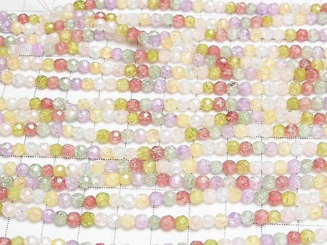 [Video] 1strand $7.79! Multicolor Cracked Crystal 32 Faceted Round 4 mm NO.2 1 strand beads (aprx.15 inch / 36 cm)