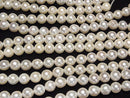 [Video] Japanese Akoya Pearl AAA- Semi Round 7.5-8mm White half or 1strand beads (aprx.15inch/38cm)