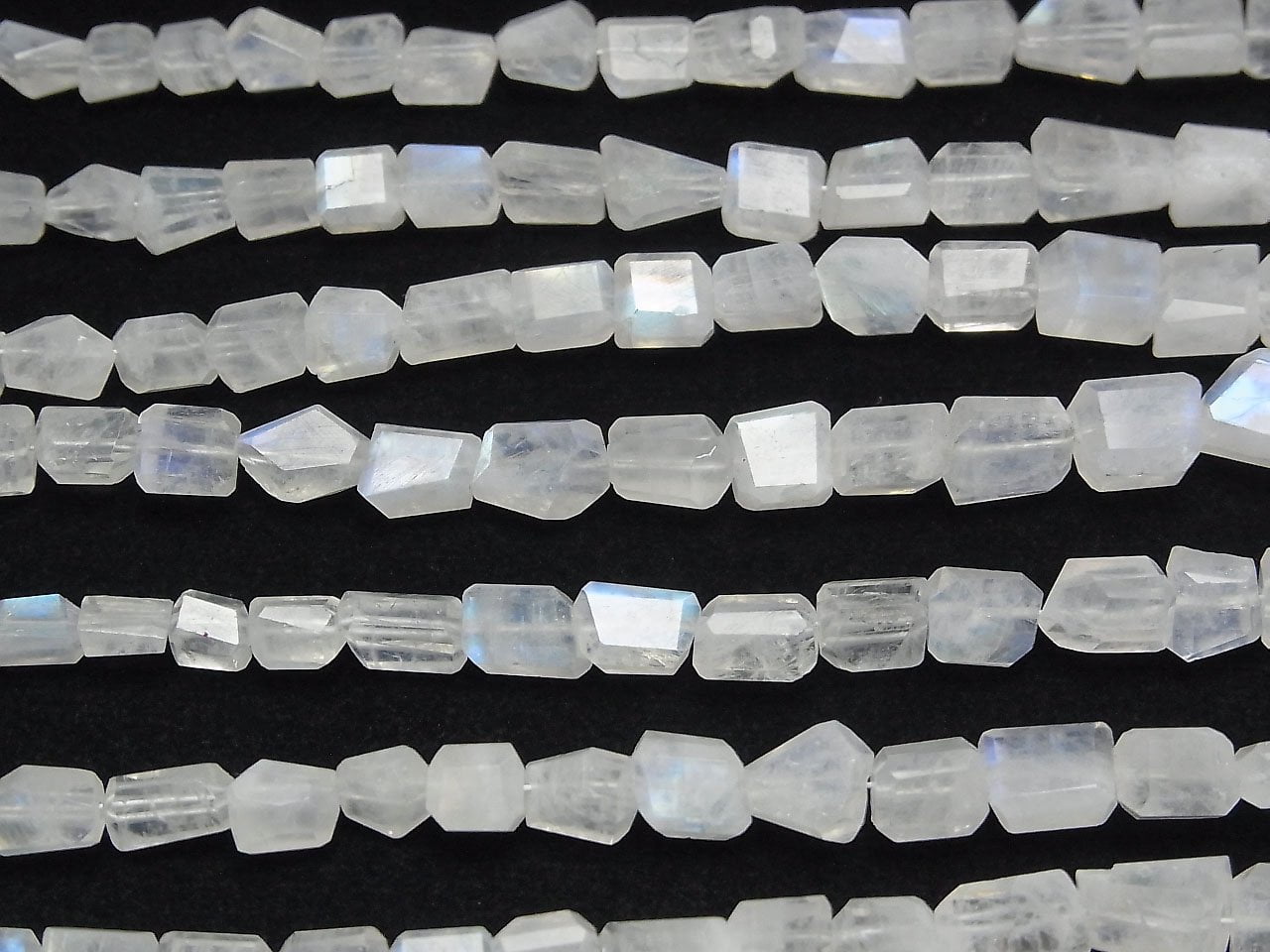 High Quality Rainbow Moonstone AA++ Faceted Nugget half or 1strand beads (aprx.7inch/18cm)