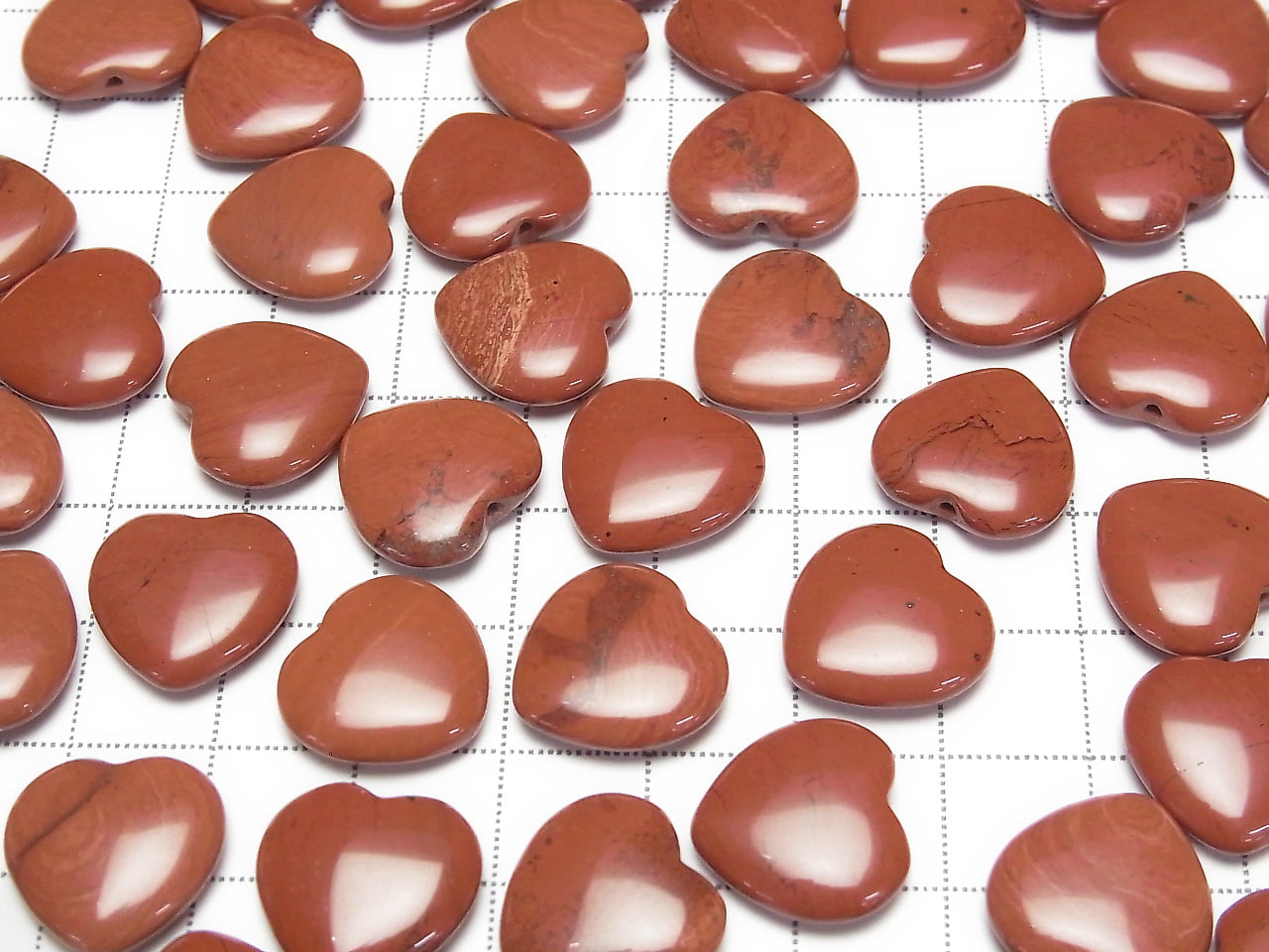 Roter Jaspis halb durchbohrtes Loch Herz 14,5x15x5mm 2 Stück