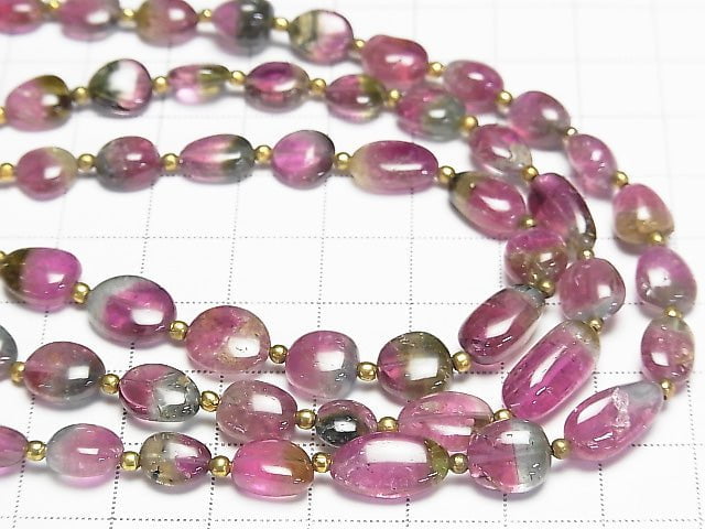 [Video] High Quality Watermelon Tourmaline AAAA Nugget Size Gradation half or 1strand beads (aprx.15inch / 38cm)