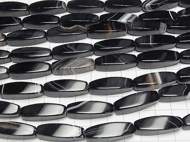 1strand $11.79! Stripe Onyx Rice 4Faceted Faceted Twist 30x9x9mm 1strand beads (aprx.15inch / 37cm)