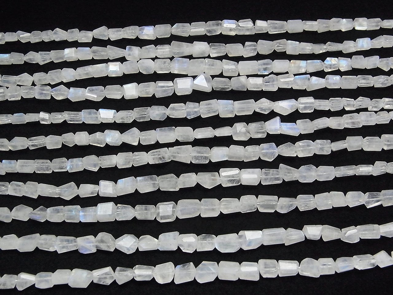 High Quality Rainbow Moonstone AA++ Faceted Nugget half or 1strand beads (aprx.7inch/18cm)