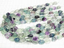 [Video] Multicolor Fluorite AAA- Line Carved Rice 15x10mm half or 1strand beads (aprx.15inch / 37cm)