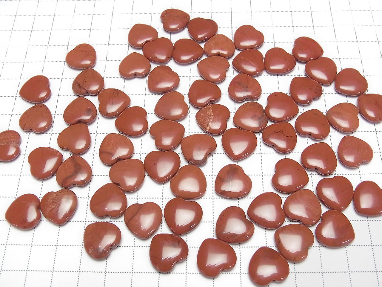 Roter Jaspis halb durchbohrtes Loch Herz 14,5x15x5mm 2 Stück