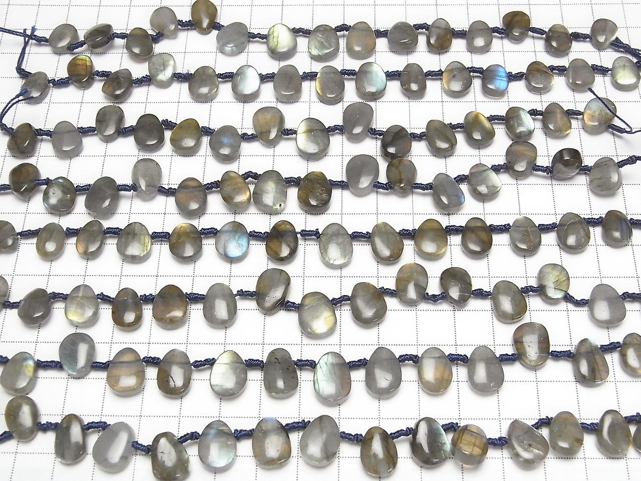 Labradorite AA++ rough Pear shape half or 1strand beads (aprx.6inch / 16 cm)