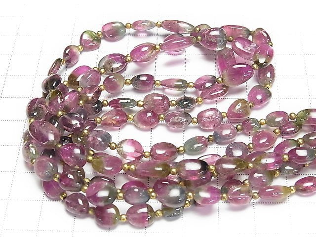 [Video] High Quality Watermelon Tourmaline AAAA Nugget Size Gradation half or 1strand beads (aprx.15inch / 38cm)