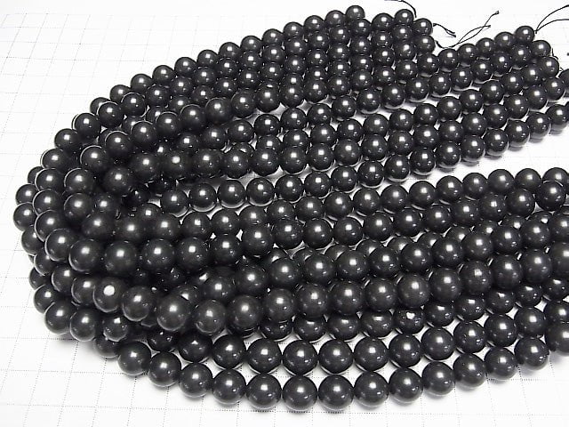 Hokkaido Black Silica Round 10mm half or 1strand beads (aprx.15inch/36cm)