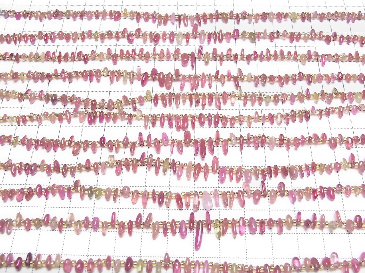 Multicolor rosa Saphir AA++ Nugget Oberseite gebohrtes Loch halb oder 1 Strang Perlen (ca. 7 Zoll / 18 cm)