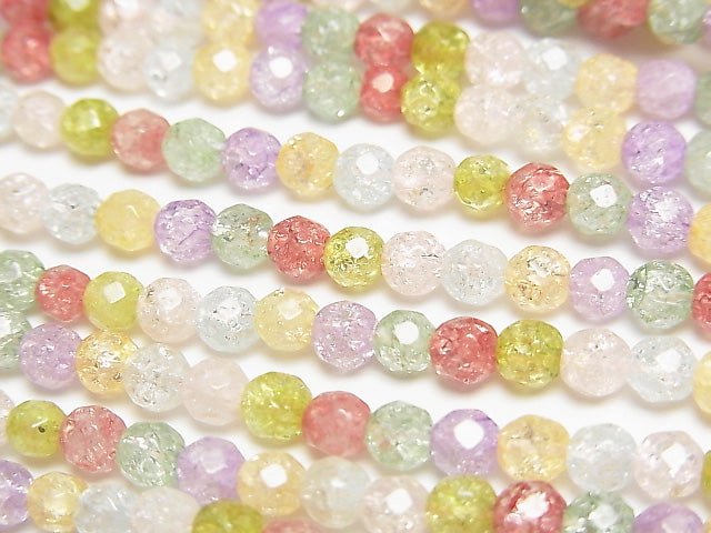 [Video] 1strand $7.79! Multicolor Cracked Crystal 32 Faceted Round 4 mm NO.2 1 strand beads (aprx.15 inch / 36 cm)