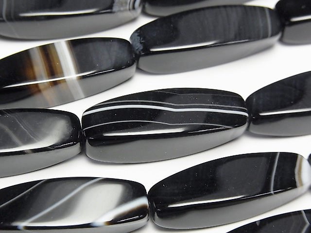 1strand $11.79! Stripe Onyx Rice 4Faceted Faceted Twist 30x9x9mm 1strand beads (aprx.15inch / 37cm)