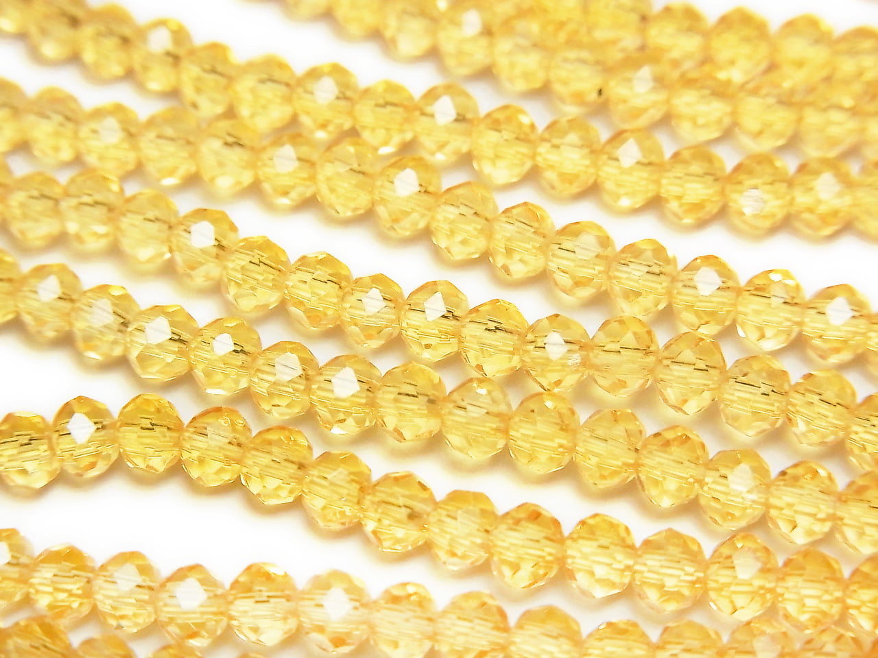 Glasperlen Facettiert Knopf Rondelle 3.5x3.5x2.5mm Klar Gelb 1strang Perlen (ca. 13 Zoll/32 cm)