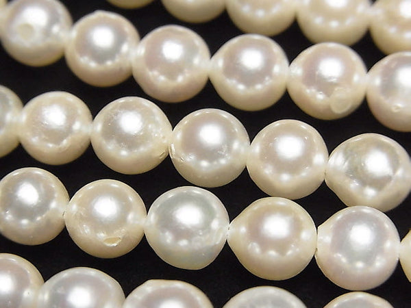 [Video] Japanese Akoya Pearl AAA- Semi Round 7.5-8mm White half or 1strand beads (aprx.15inch/38cm)