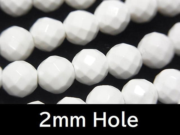 White Onyx AAA '64 Faceted Round 8 mm [2 mm hole] half or 1 strand beads (aprx.15 inch / 36 cm)