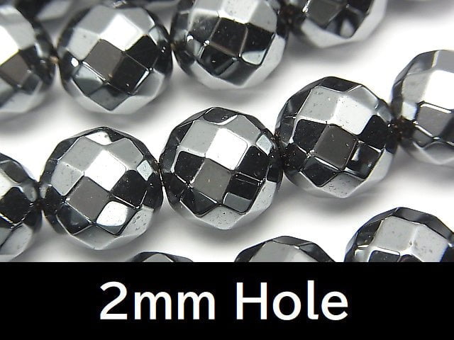 Hematite 64 Faceted Round 12 mm [2 mm hole] half or 1 strand beads (aprx.15 inch / 37 cm)