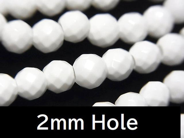 White Onyx AAA '64 Faceted Round 6 mm [2 mm hole] half or 1 strand beads (aprx.12 inch / 30 cm)