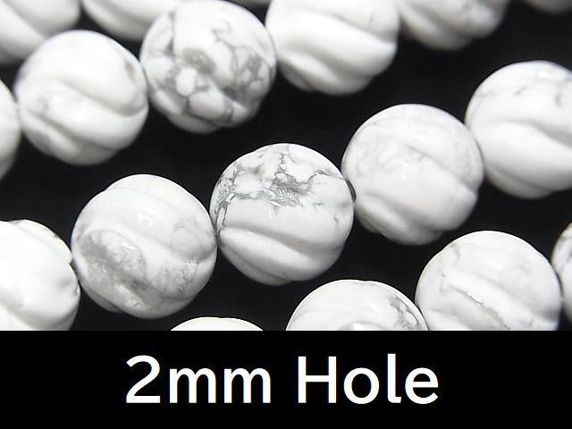 Howlite Magnesite Round 12 mm S line Twist [2 mm hole] half or 1 strand beads (aprx. 14 inch / 34 cm)