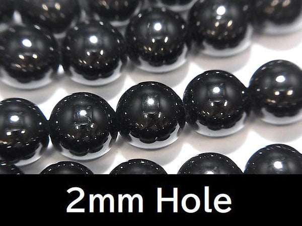 Black Tourmaline AAA Round 10 mm [2 mm hole] half or 1 strand beads (aprx.15 inch / 38 cm)