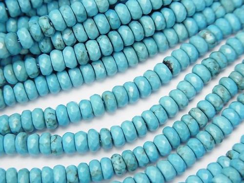 1strand $8.79! Magnesite Turquoise Faceted Button Roundel 4 x 4 x 2 mm [Blue] 1strand (aprx.15 inch / 37 cm)