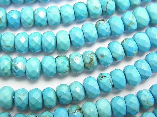 1strand $6.79! Magnesite Turquoise  Faceted Button Roundel 6x6x3mm 1strand (aprx.15inch/37cm)