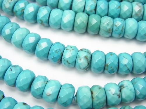 1strand $6.79! Magnesite Turquoise  Faceted Button Roundel 8x8x4mm 1strand (aprx.15inch/37cm)
