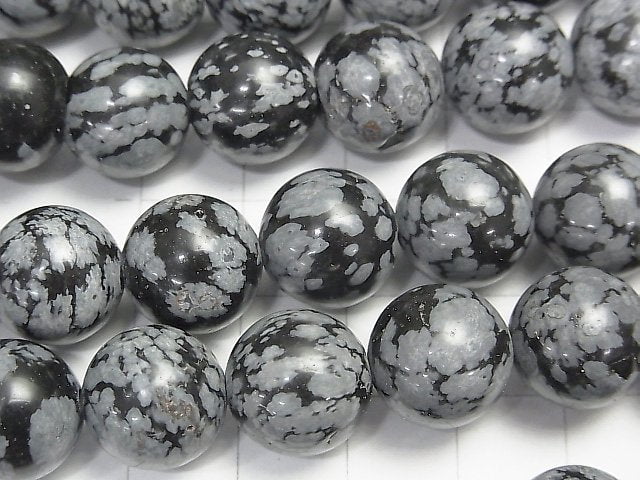 Snowflake Obsidian Round 12mm half or 1strand beads (aprx.15inch/36cm)