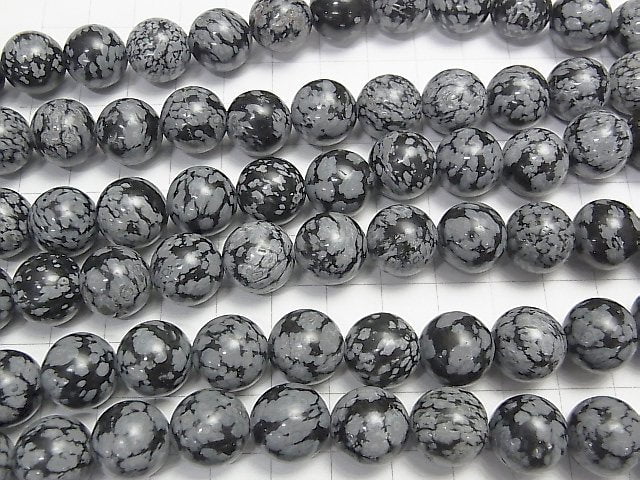 Snowflake Obsidian Round 12mm half or 1strand beads (aprx.15inch/36cm)