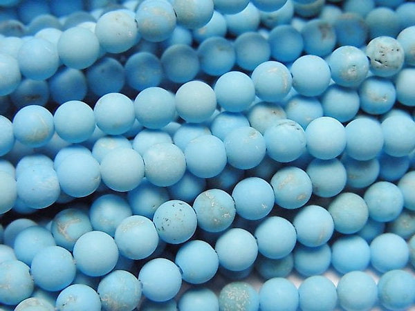 [Video] Frost Magnesite Turquoise Round 4mm 1strand beads (aprx.15inch/37cm)