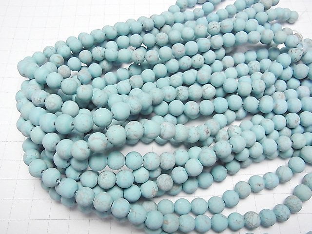 [Video] Frost Magnesite Turquoise Round 8mm 1strand beads (aprx.15inch/37cm)