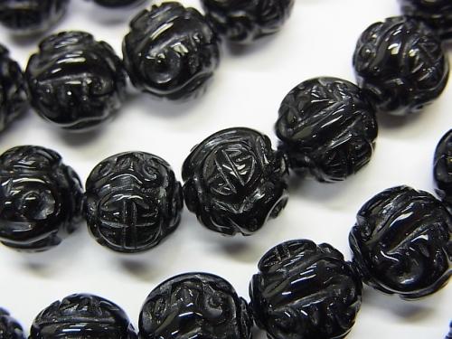 Onyx AAA sculpted Round 10 mm half or 1 strand (aprx.15 inch / 38 cm)