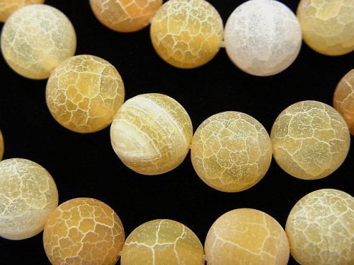 Frost Yellowcolor Agate Round 10mm Antique Finish 1strand beads (aprx.15inch/36cm)