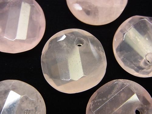 Rose Quartz AAA- Twist xMultiple Facets Faceted Coin  [14mm][16mm][18mm] 5pcs $7.79